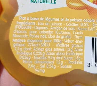 BLEDINA- Plat dès 15 mois colombo de riz et poisson façon créole Blédichef