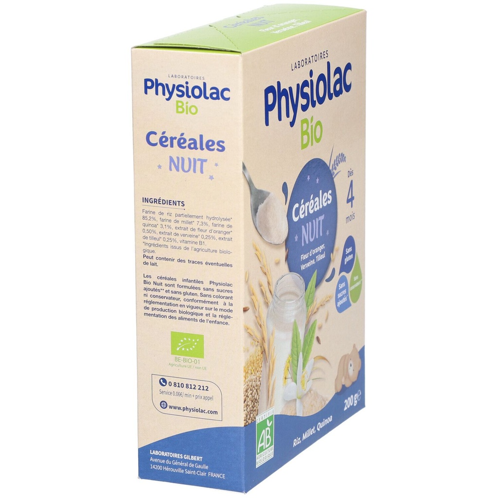 PHYSIOLAC bio céréales nuit dès 4 mois