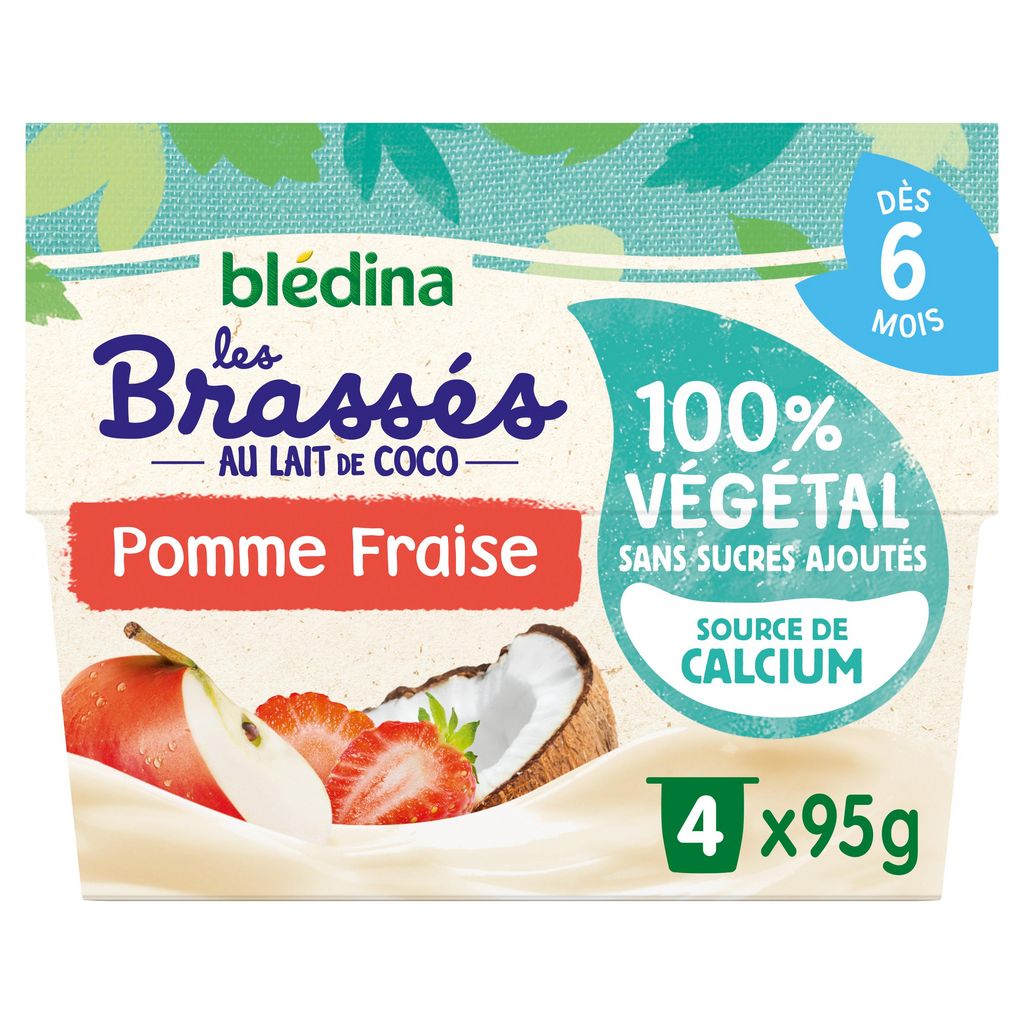 BLEDINA-  les brassés lait de coco pomme fraise dès 6 mois