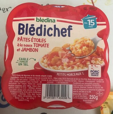 [HB-0000057] BLEDINA- Blédichef Pâtes étoiles sauce tomate et jambon dès 15 mois