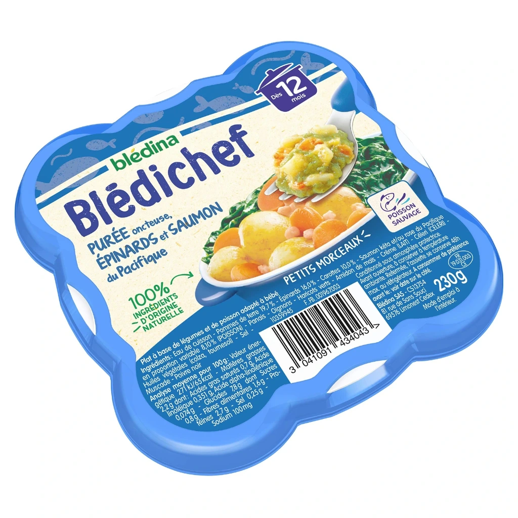 BLEDINA- Blédichef - PUREE EPINARDS SAUMON 12 MOIS