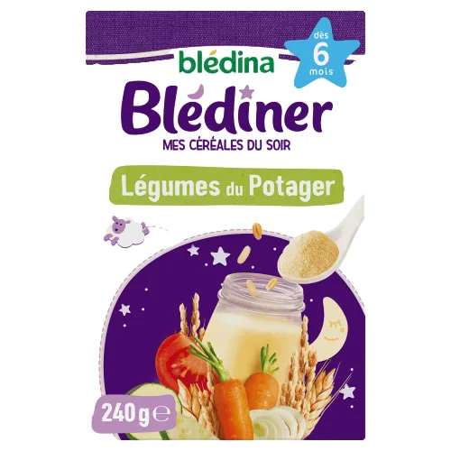 [HB-0000080] BLEDINA- Blédîner - Céréales du Soir - Légumes du Potager - Dès 6 mois - Pack de 12 boites