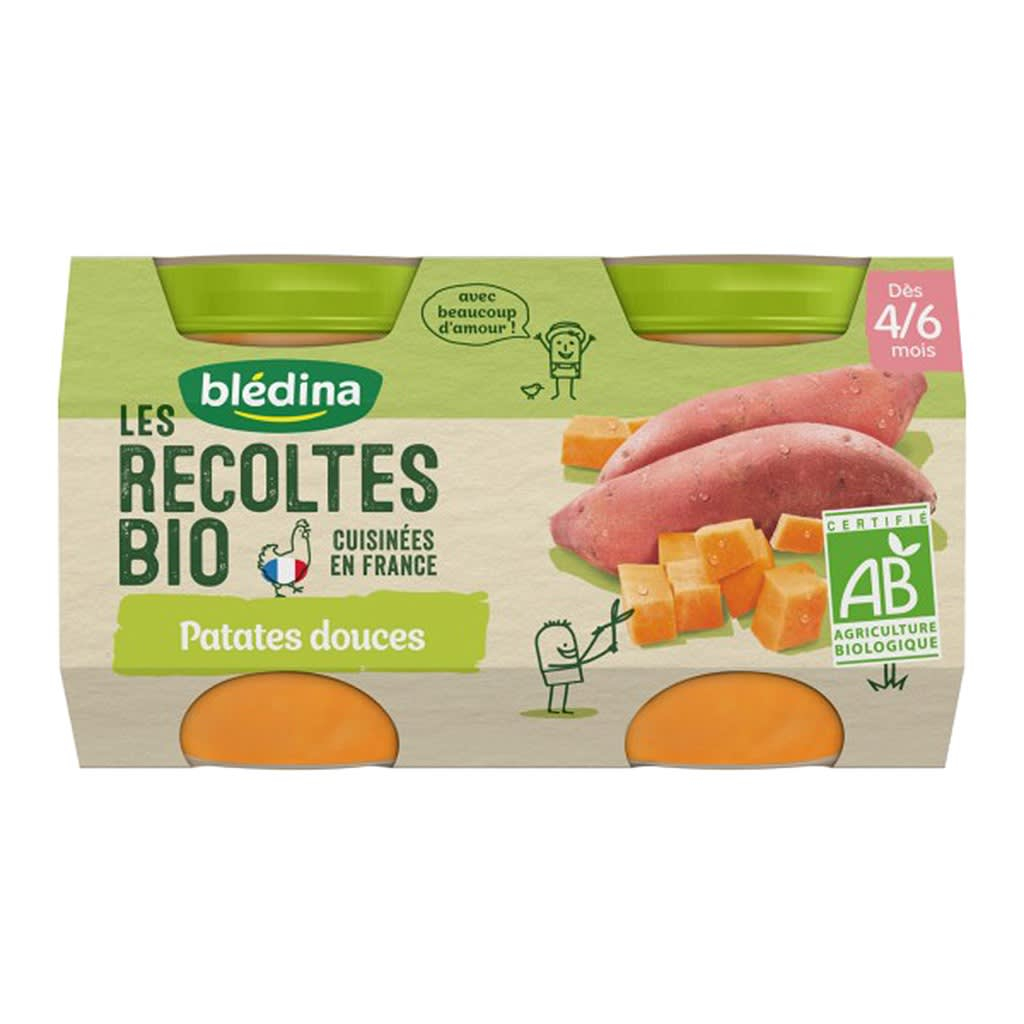 [HB-0000082] BLEDINA- Les Récoltes Bio - 2 petits pots pour les repas - Patates Douces - Dès 4/6 Mois - 2x130g (260g)