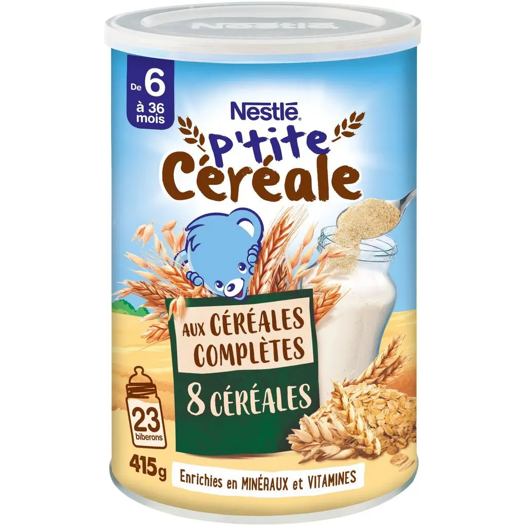 [HB-0000330] NESTLE-  P'tite Céréale aux céréales complètes 8 céréales- dès 6 mois - Boîte de 415g