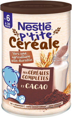 NESTLE- P'tite Céréale aux céréales complètes cacao- dès 6 mois - Boîte de 415g