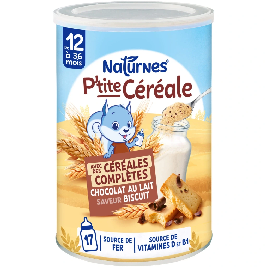 [HB-0000335] NESTLE-  P'tite Céréale aux céréales complètes chocolat saveur biscuit- dès 12 mois - Boîte de 415g