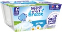 NESTLE-  P'tit Brassé Laitage Nature sans sucres ajoutés - dès 6 mois - 4 x 90g