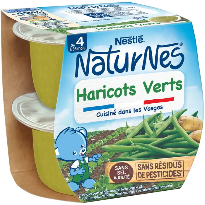 [HB-0000389] NESTLE-  Naturnes Haricots verts -Dès 4/6 mois - 2x130g