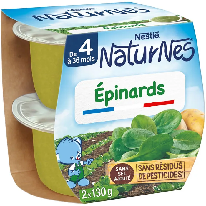 NESTLE-  Naturnes Epinards -Dès 4/6 mois - 2x130g
