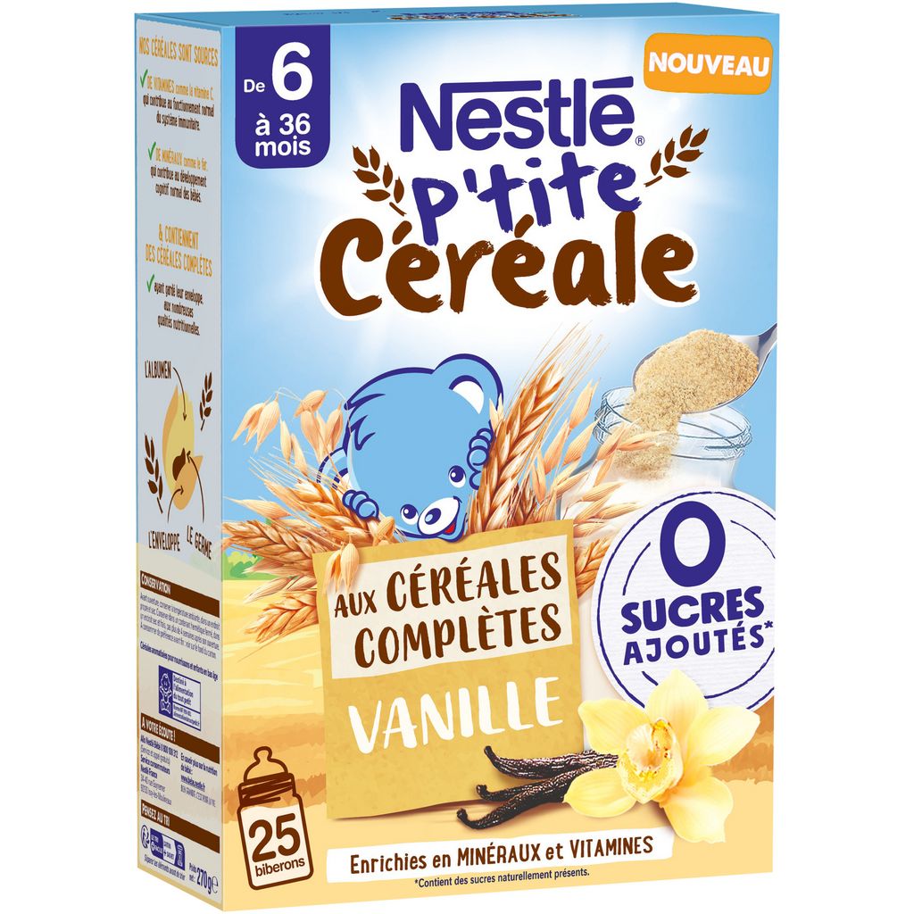NESTLE-  p'tite céréale aux céréales complètes saveur vanille 0 sucres ajoutés