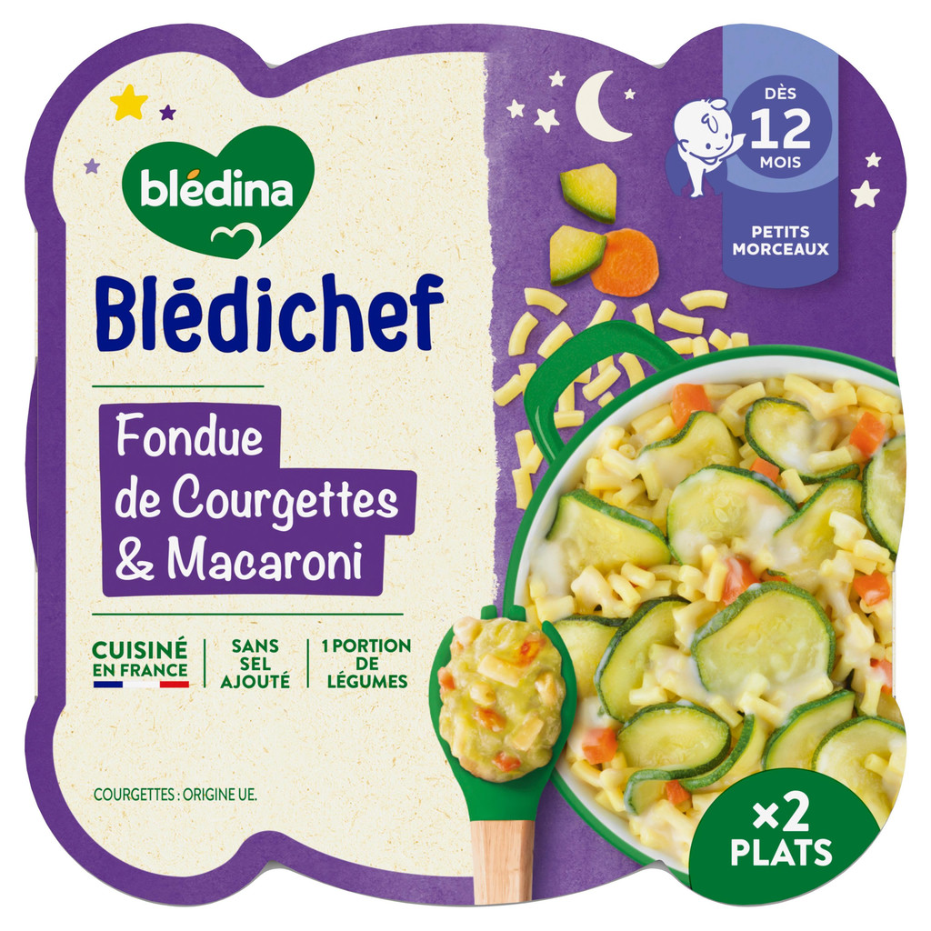 [HB-0000501] BLEDINA- Plat dès 12 mois fondue de courgettes et macaroni Blédichef