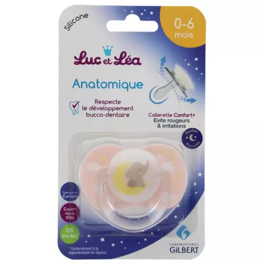 Luc et Léa sucette anatomique 0-6 mois Nuit