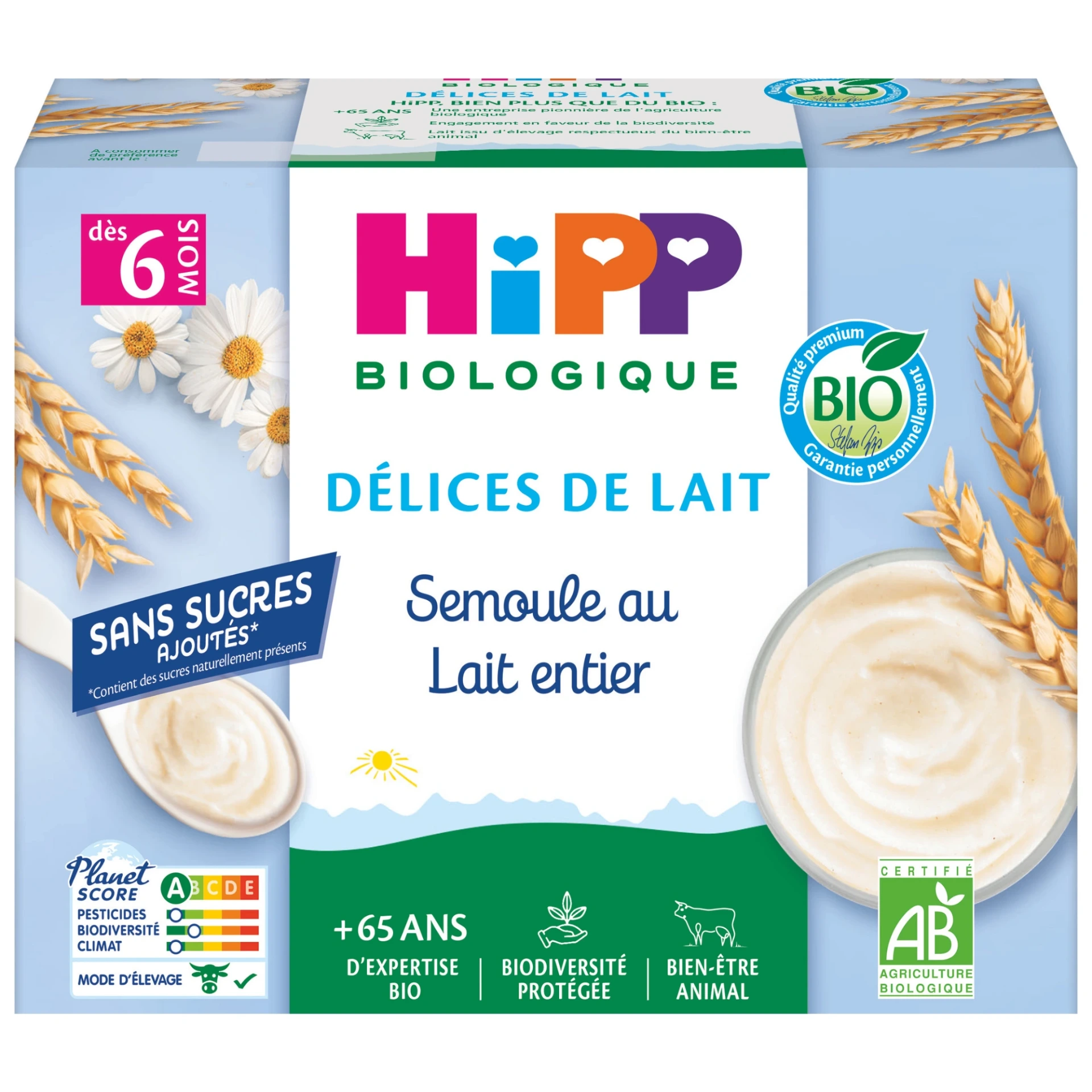 Hipp Biologique semoule au lait entier dès 6mois