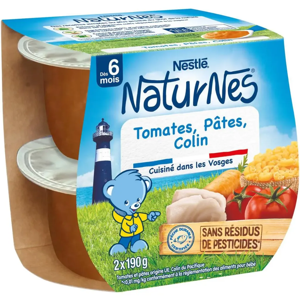 NESTLE- Naturnes Tomates, Pâtes, Colin dès 6 mois