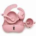 Set repas bébé silicone – Rose – Healthy Babies