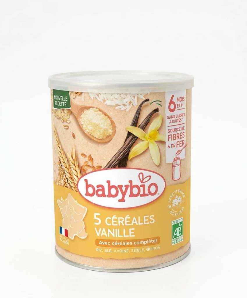BABYBIO 5 CEREALES VANILLE  220G