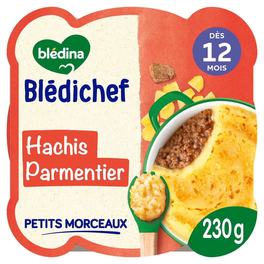 [HB-0000630] Blédichef - Repas Bébé 12 Mois - 9 Plats Hachis Parmentier - Petits Morceaux - 100% Ingrédients d'Origine Naturelle - Dès 12 Mois - 9 Assiettes de 230g